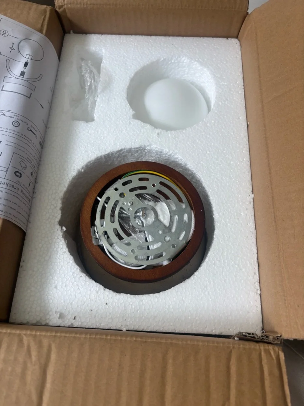 Milk Glass Travertine Ceiling Light Fixture
